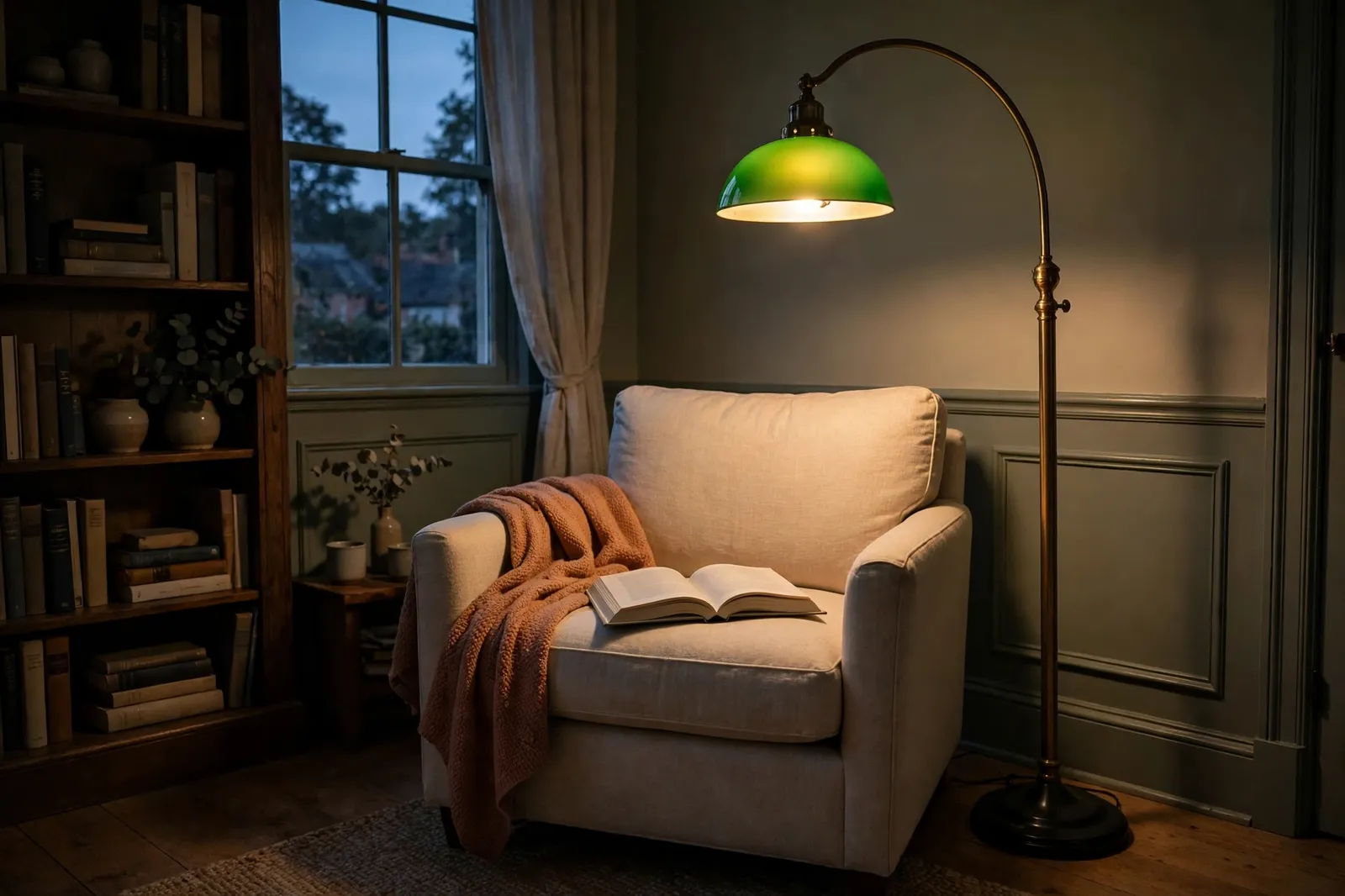 Cozy Reading Nook Ideas for Small Spaces: 8 Corners That Fit Anywhere 3 Cozy reading nook in a small space lit by a warm reading lamp beside a chair